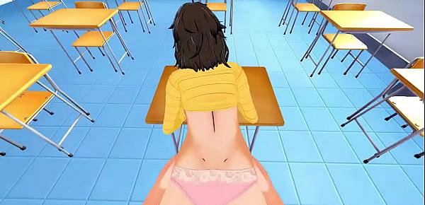 Fucking the hot teacher Sadayo Kawakami in her classroom from your POV, she rides your dick until you cum inside her - Persona 5 Hentai.